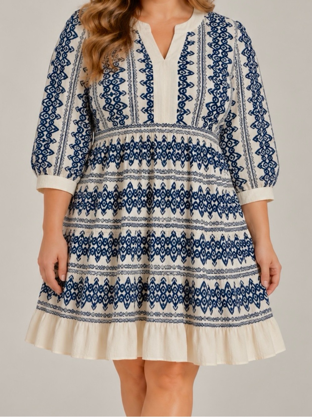 Anthropologie Fig Flower BOHO Peasant Dress Womens 3x Blue Cottage comfortable